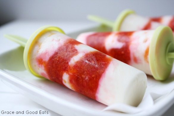 fruit and yogurt pop laying on a plate