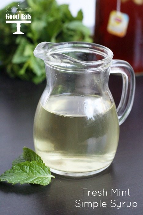 small pitcher of mint simple syrup