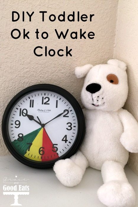 Help your little ones know when it is okay to get out of bed with this easy DIY Toddler Ok to Wake Clock with inexpensive dollar store items!