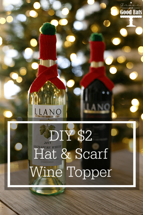 Adorable Hat and Scarf Wine Topper- Perfect for gifting!! Tutorial + Video to make these super easy wine toppers. These would make great Christmas gifts.