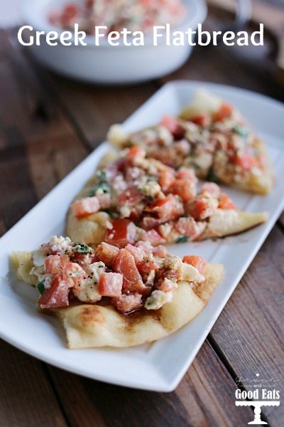 flatbread topped with a greek feta mix