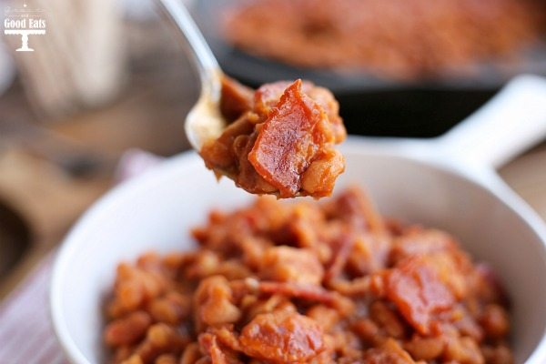 spoonful of bacon baked beans