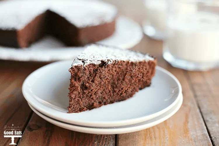slice of one bowl chocolate cake on a white plate