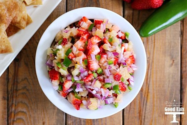 white bowl filled with fruit salsa