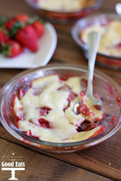 half eaten bowl of strawberry custard