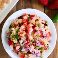 This sweet fruit salsa with cinnamon chips is always a crowd pleaser! Perfect for baby showers, parties, or Cinco de Mayo!