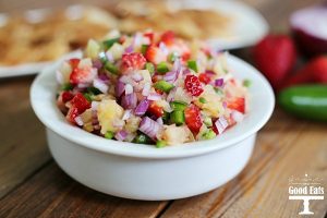 This sweet fruit salsa with cinnamon chips is always a crowd pleaser! Perfect for baby showers, parties, or Cinco de Mayo!