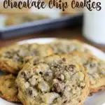 These chocolate chip cookies are akin to the famous chocolate chip cookies that some hotels greet you with upon arrival or serve during turn down service. These cookies are HUGE and loaded with chocolate chips and pecans.