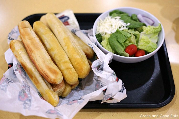 Fazoli's breadsticks and salad