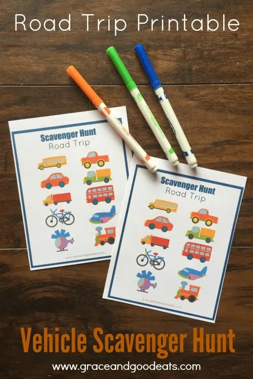 This free road trip vehicle scavenger hunt printable is a fun way to keep kids entertained in the car.  Great for preschoolers!