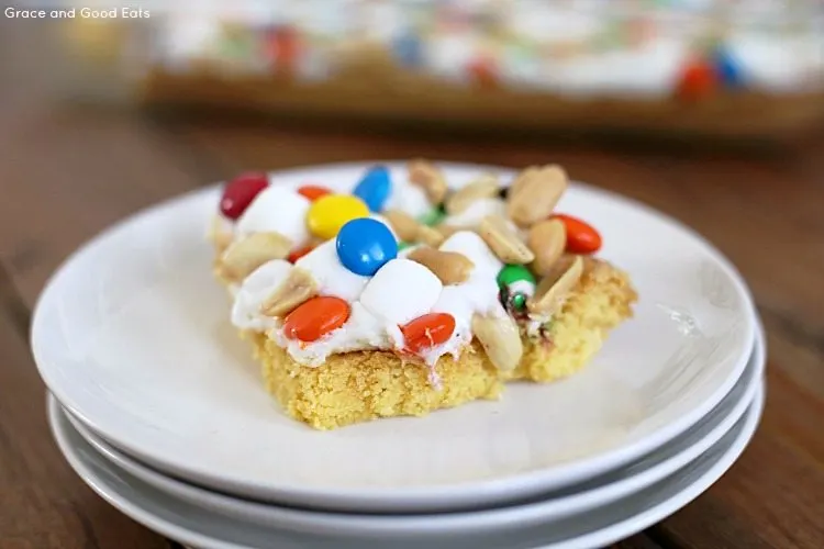 cake mix candy bar on a plate