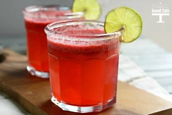 Raspberry Lime Agua Fresca- a delicious fruit infused sparkling water. Fruity with a little fizz.