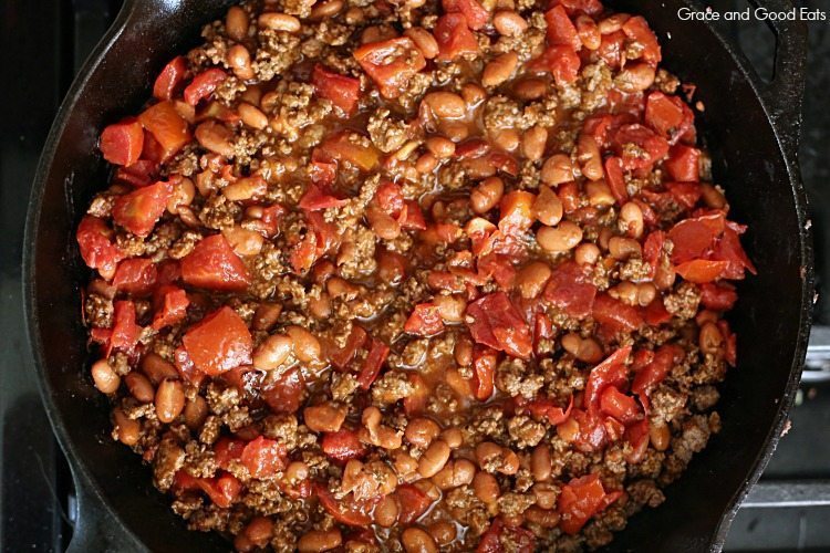 chili in a skillet