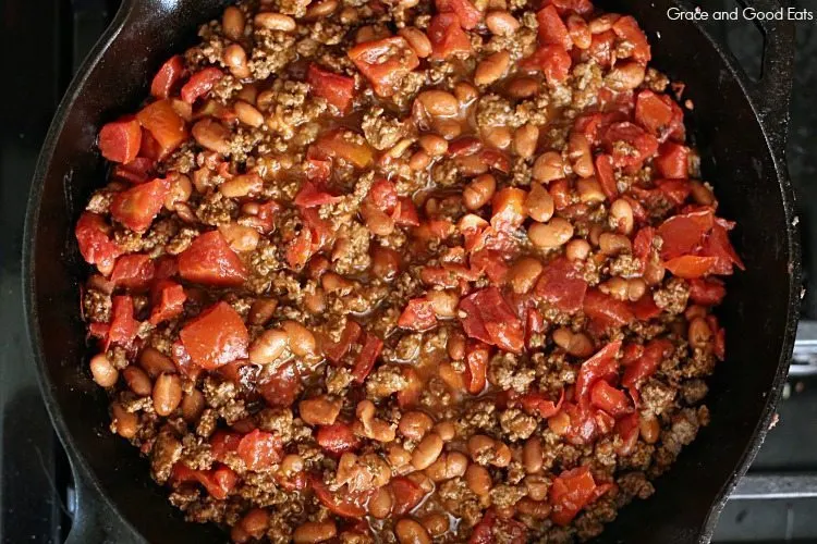 chili in a skillet