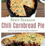 This Kickin' Chili Cornbread Pie is hearty, meaty, spicy goodness. Perfect for a cold night and easy enough for a weeknight meal.