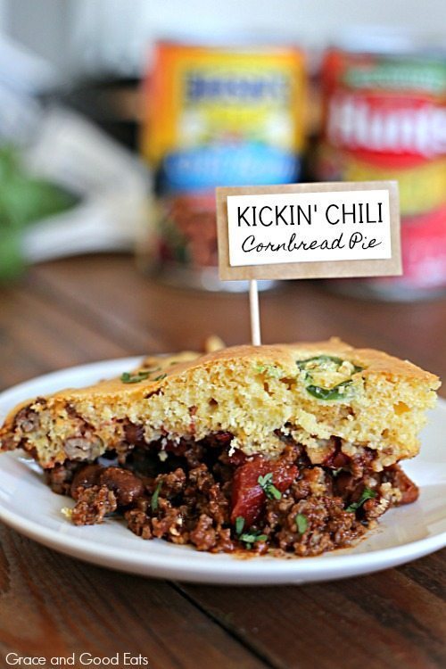 plate of chili cornbread pie