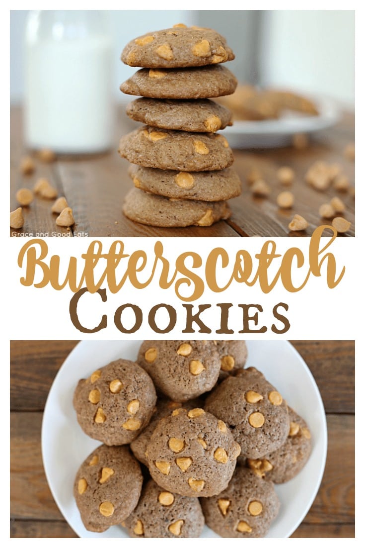 These homemade Butterscotch Cookies are dense and cakey, and bursting with rich butterscotch chips.
