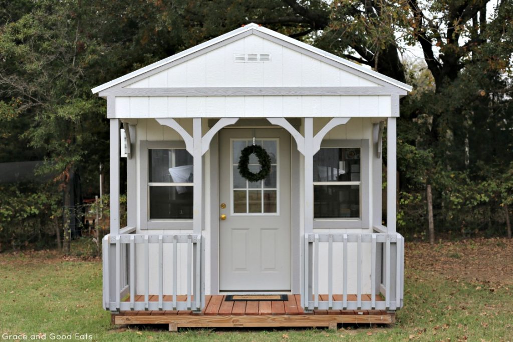 front of tiny house she shed