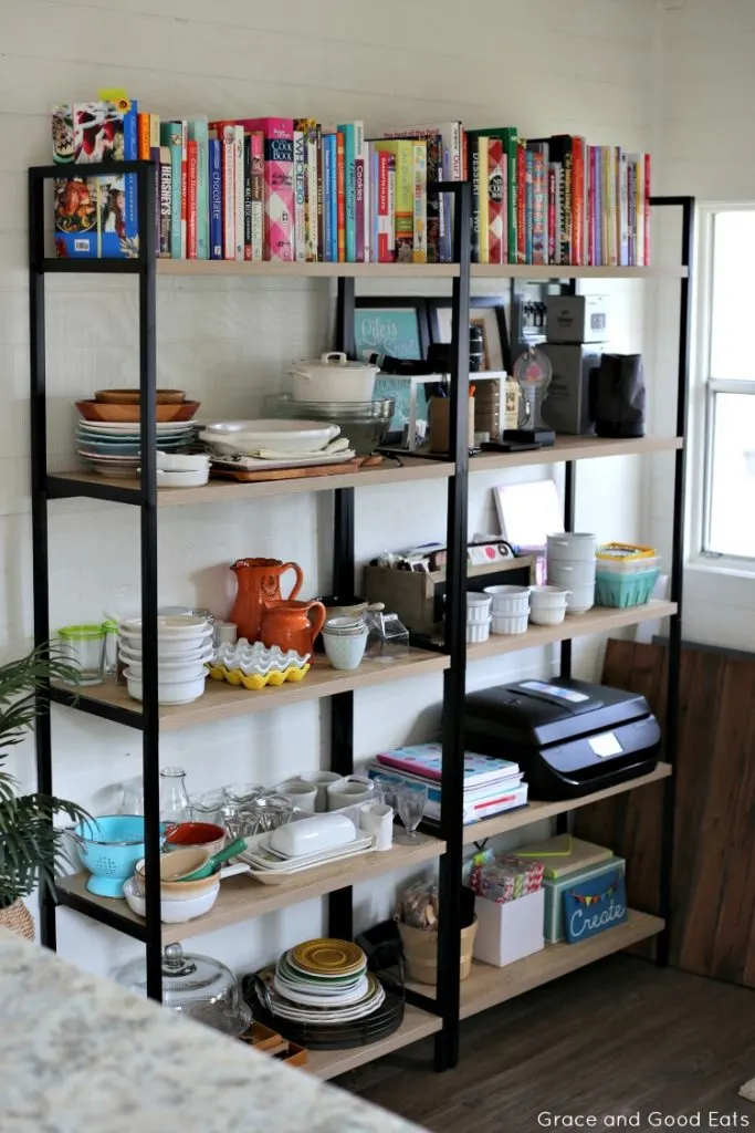 shelves with food props