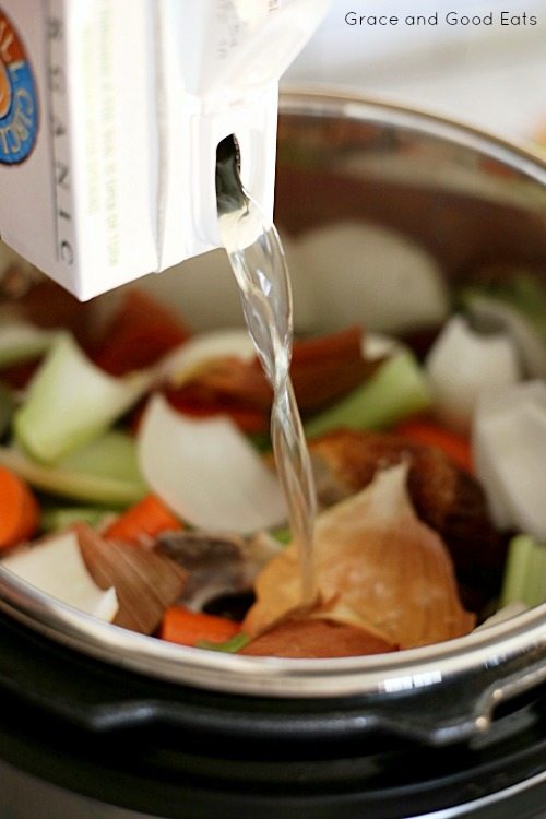 adding chicken broth to bone broth