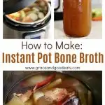 This Instant Pot Bone Broth only takes 30 minutes in the pressure cooker to become beautifully golden and full of flavor. Use leftover rotisserie chicken to make it even easier!