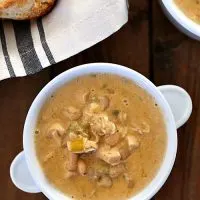 bowl of white chicken chili soup