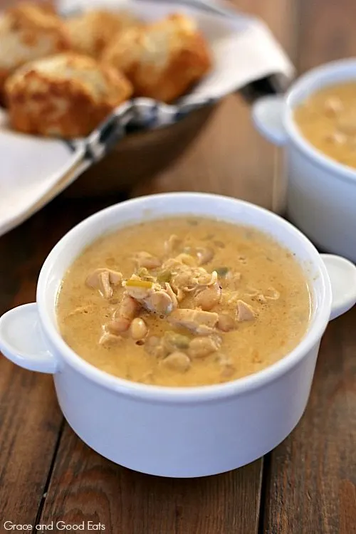 white chicken chili soup in a bowl