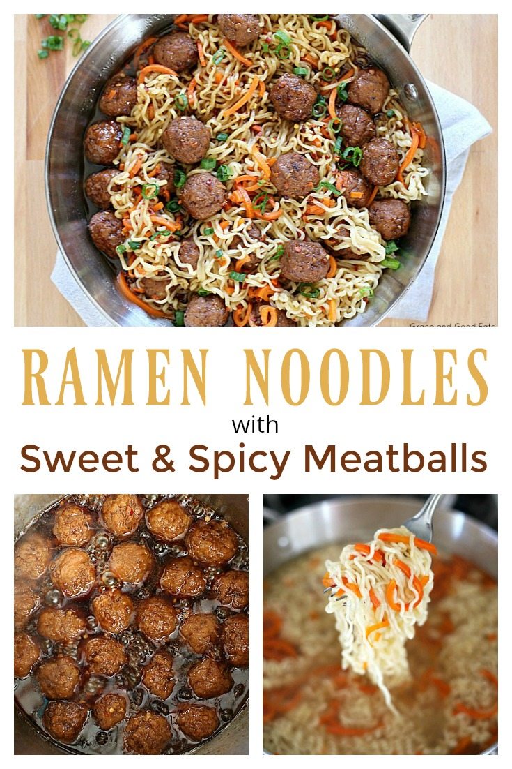 This Ramen with Meatballs is an easy recipe full of sweet and spicy flavors that is ready to go in under thirty minutes.