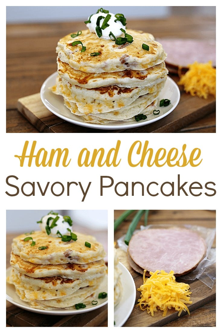 These Savory Ham and Cheese Pancakes are the perfect recipe for leftover holiday ham. They are so easy and delicious that they could easily be the star of your Easter brunch, too!