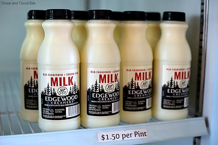 bottles of Edgewood Creamery white milk