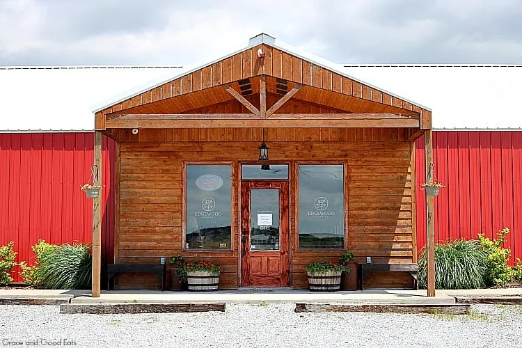 the wooden front door of Edgewood Creamery