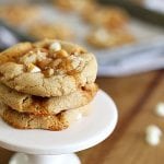 These Salted Caramel Cookies are a match in caramel + flaky sea salt + white chocolate chip Heaven.  Not only do they taste amazing, but the recipe is incredibly easy (no need to soften butter or use a stand mixer). 