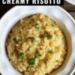 This creamy Parmesan Risotto is perfect as a first course or side dish. Serve it alongside a pan-seared steak, add scallops, or toss in mushrooms to make this a delicious meal.