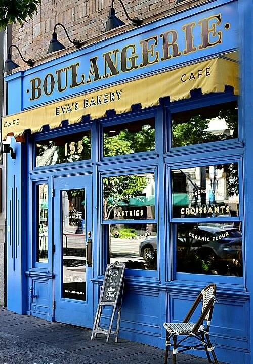 front of Eva's Bakery in Salt Lake City, Utah