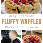Use this Fluffy Waffle Recipe to make thick, fluffy waffles without the hassle of beating egg whites!  Make a double-batch and freeze for homemade waffles in minutes.