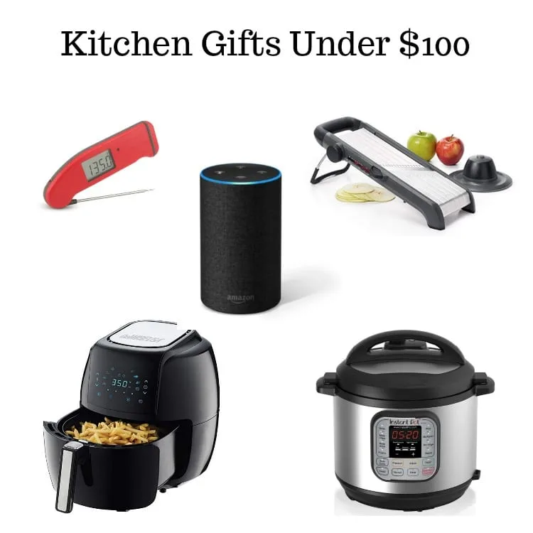 picture of a Thermapen MK4, Amazon Alexa, OXO Mandolin, Air Fryer, and Instant Pot