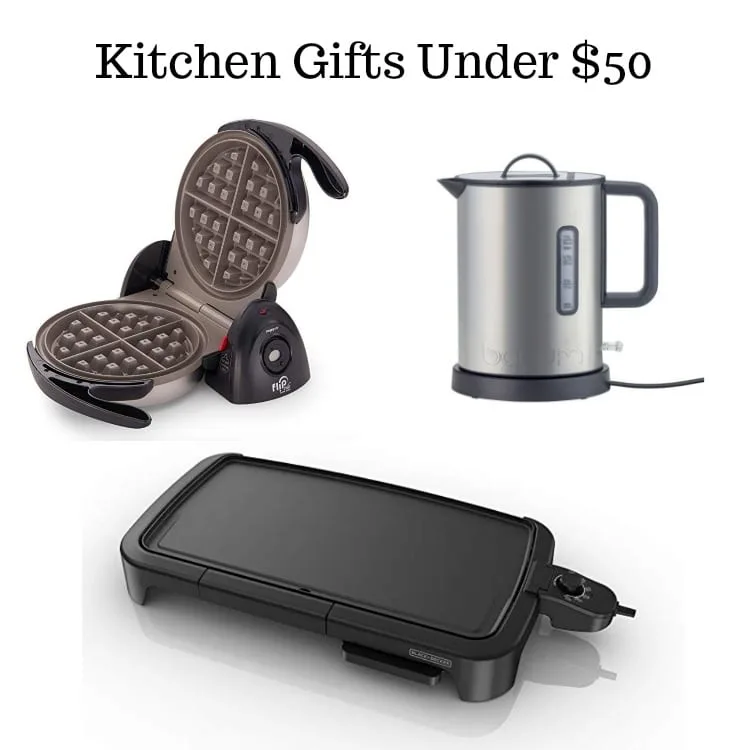 picture of a waffle iron, water kettle, and electric griddle