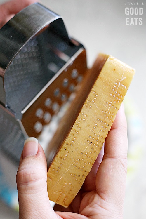 grating Parmesan