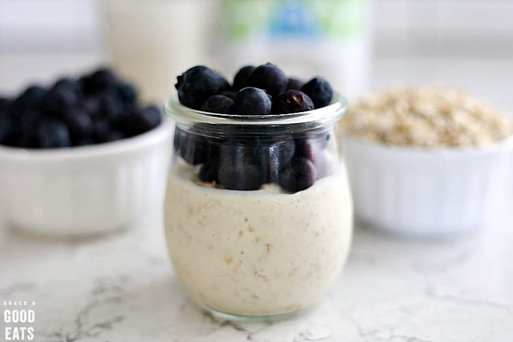 overnight oats in a glass jar