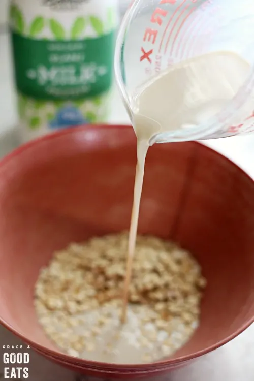 pouring milk into a bowl