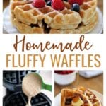 Use this Fluffy Waffle Recipe to make thick, fluffy homemade waffles without the hassle of beating egg whites!  Make a double-batch and freeze for later. 