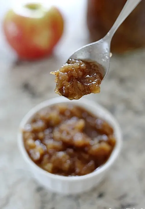spoonful of chai spiced chunky applesauce