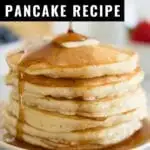 Pancake Recipe made with simple ingredients that takes only a few minutes time.  Load these perfect homemade pancakes up with fresh fruit or drown them in your favorite maple syrup.