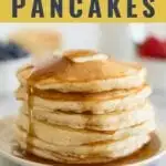 Pancake Recipe made with simple ingredients that takes only a few minutes time.  Load these perfect homemade pancakes up with fresh fruit or drown them in your favorite maple syrup.