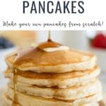 Pancake Recipe made with simple ingredients that takes only a few minutes time.  Load these perfect homemade pancakes up with fresh fruit or drown them in your favorite maple syrup.