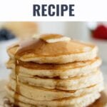 Pancake Recipe made with simple ingredients that takes only a few minutes time.  Load these perfect homemade pancakes up with fresh fruit or drown them in your favorite maple syrup.