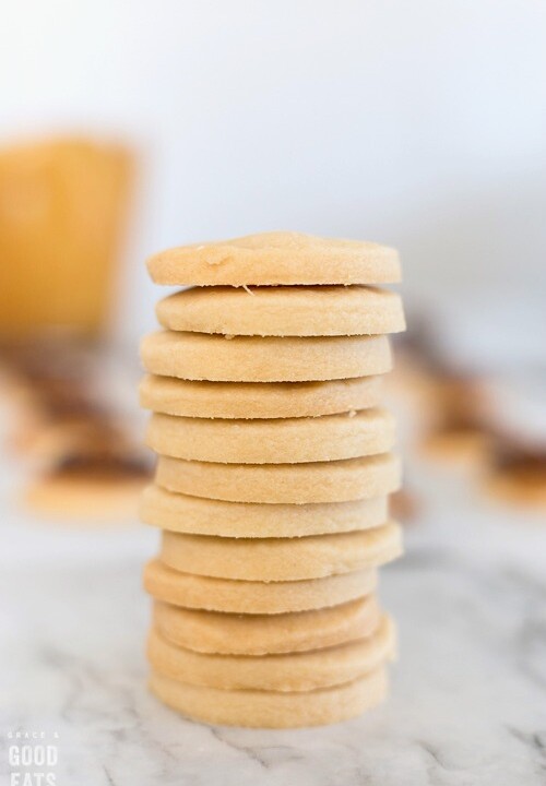 tall stack of shortbread cookies