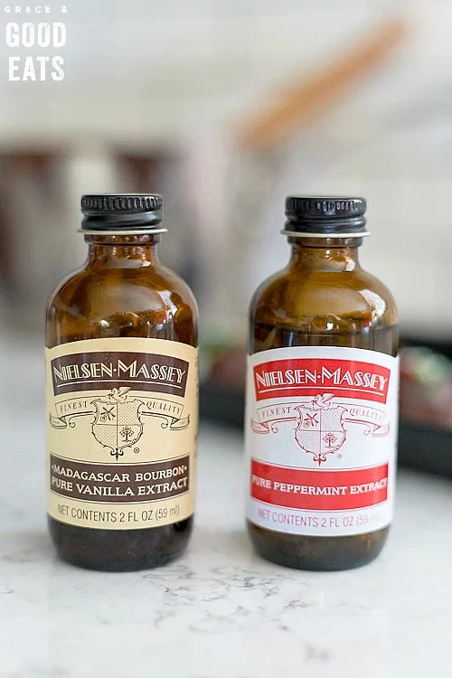 bottles of Nielsen-Massey vanilla extract and peppermint extract