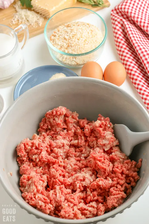 raw meat in a mixing bowl