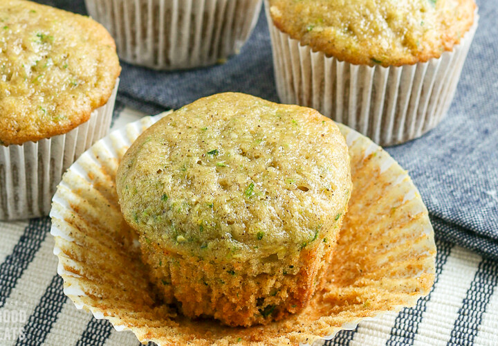 unwrapped baked zucchini muffin